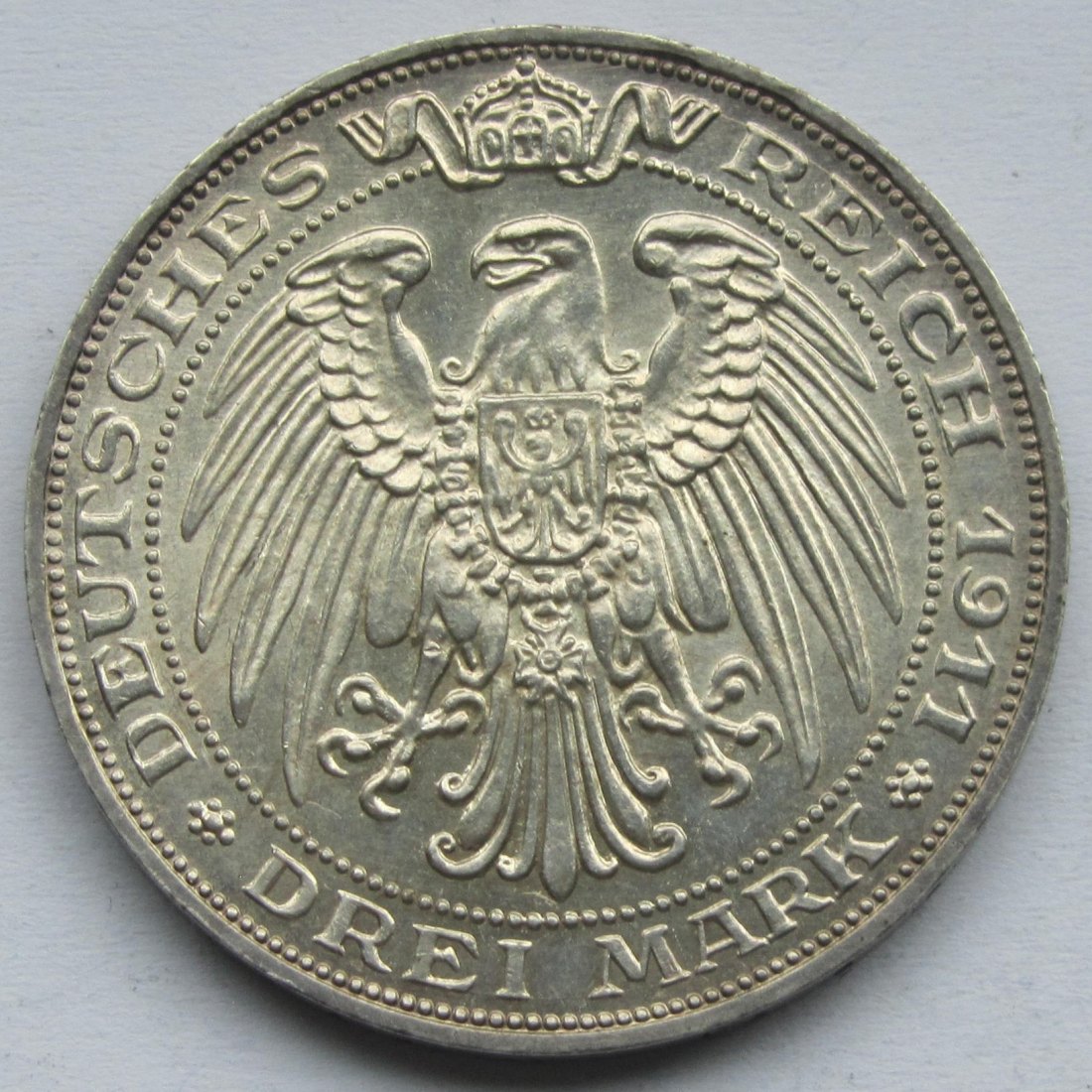  Kaiserreich: Preußen, 3 Mark Universität Breslau (Jaeger 108) 1911   