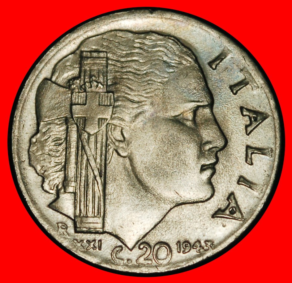 Ⰶ KRIEGSZEIT (1939-1945): ITALIEN★ 20 CENTESIMI 1943R! Viktor Emanuel III. 1900-1946★OHNE VORBEHALT!