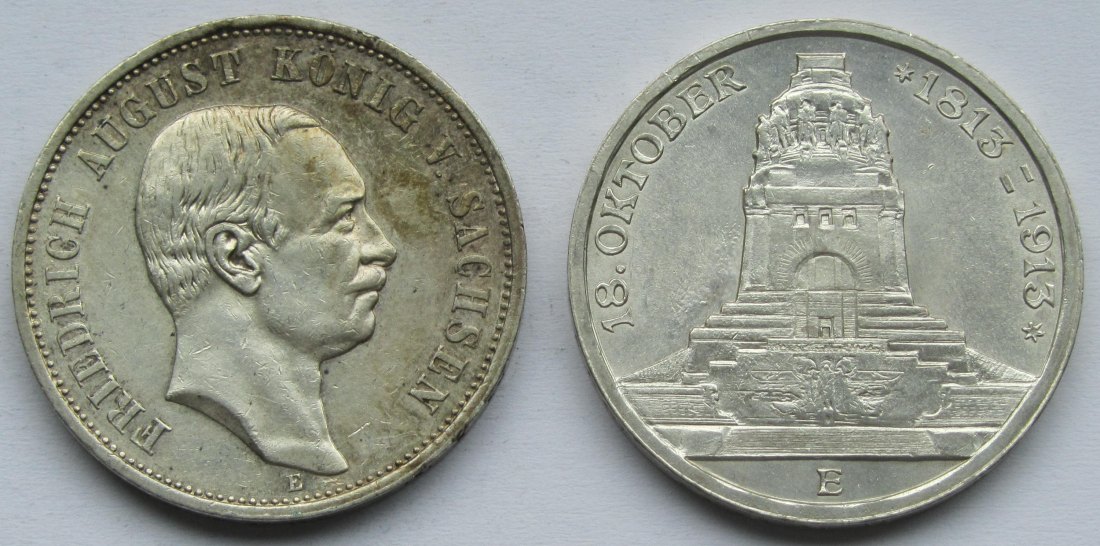  Kaiserreich: Sachsen, zwei verschiedene 3 Mark   