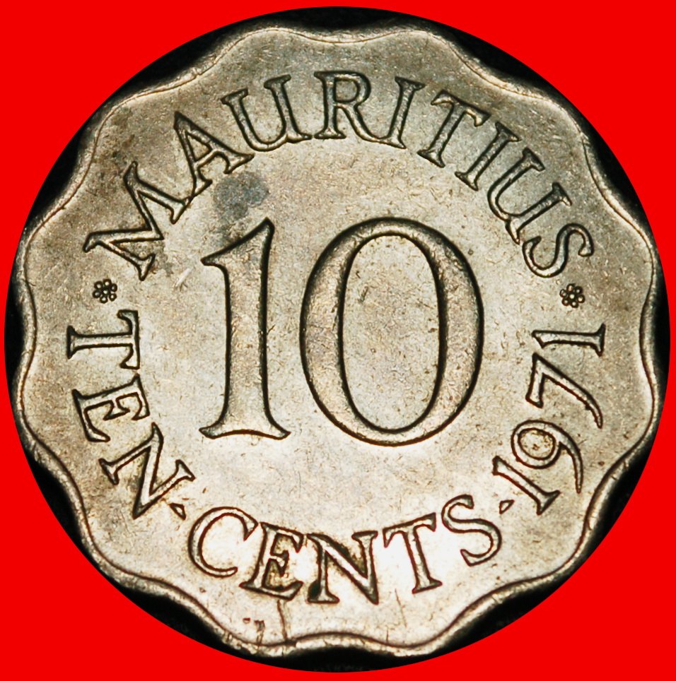 Ⰶ GROSSBRITANNIEN (1954-1978): MAURITIUS ★ 10 CENT 1971! ELISABETH II. (1953-2022) ★OHNE VORBEHALT!