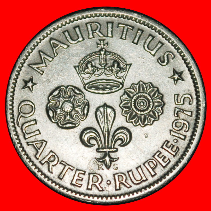 Ⰶ GROSSBRITANNIEN (1960-1978): MAURITIUS ★ 1/4 RUPEE 1975! ELISABETH II. (1953-2022)★OHNE VORBEHALT!