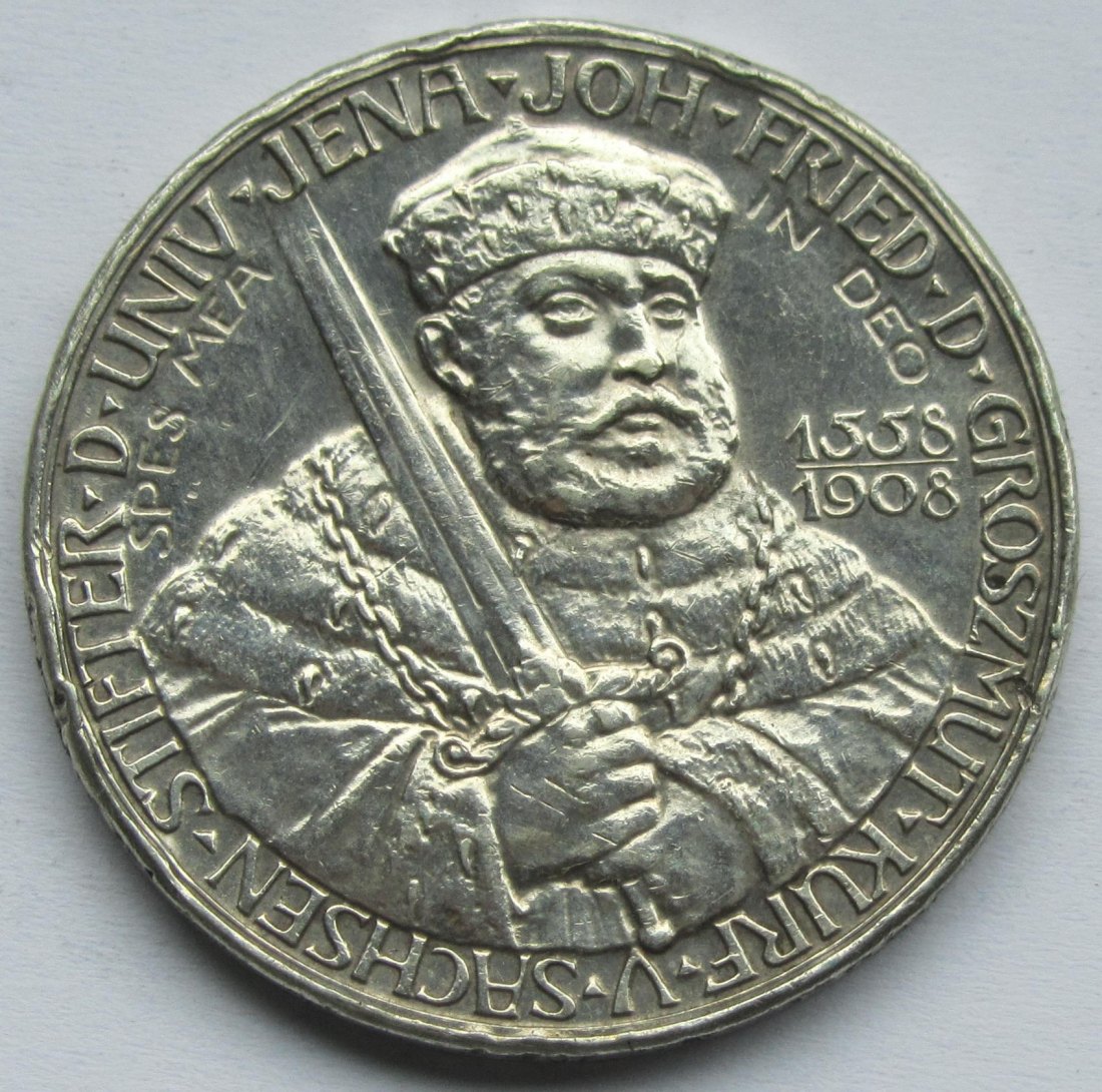  Kaiserreich: Sachsen-Weimar-Eisenach, 5 Mark Universität Jena 1908 (Jaeger 161)   