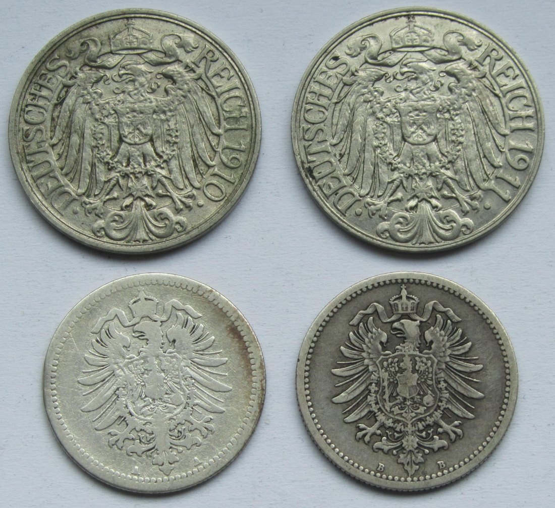  Kaiserreich: Lot aus vier Kleinmünzen   