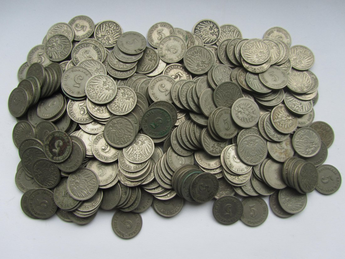  Kaiserreich: 300 x 5 Pfennig (Jaeger 3 + 12)   
