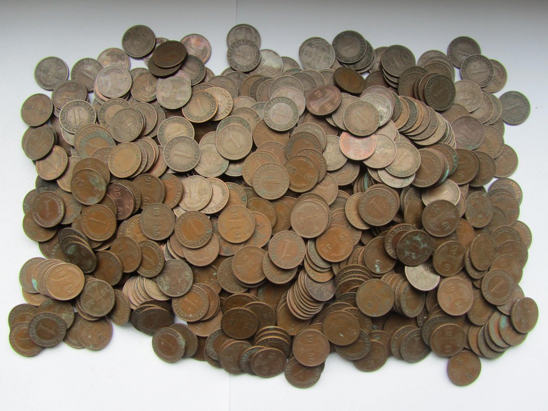  Weimarer Republik: 700 x 1 Pfennig (Jaeger 306 + 313)   
