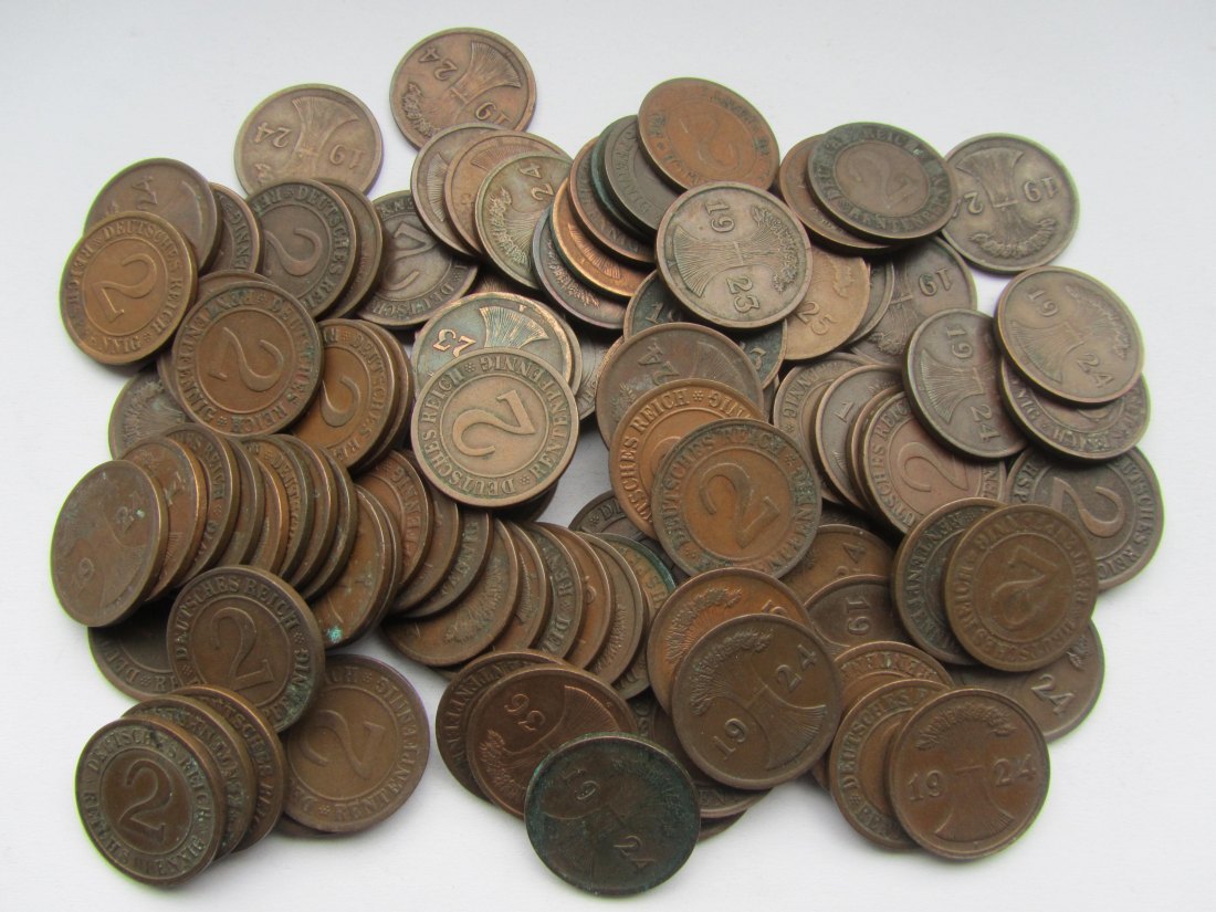  Weimarer Republik: 100 x 2 Pfennig (Jaeger 307 + 314)   