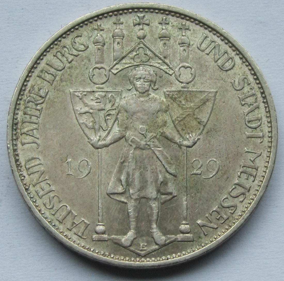  Weimarer Republik: 3 Mark Meißen (Jaeger 338), 1929   