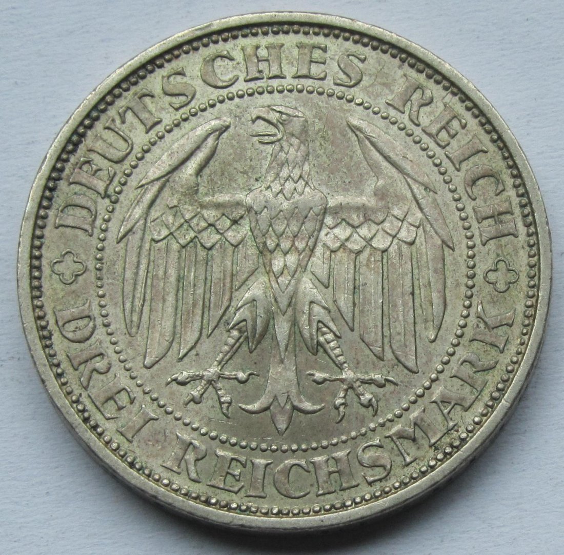  Weimarer Republik: 3 Mark Meißen (Jaeger 338), 1929   