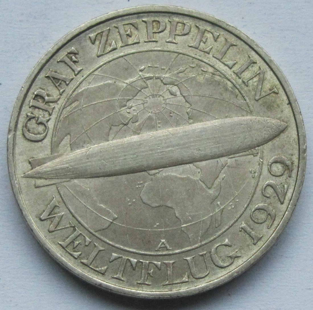  Weimarer Republik: 3 Mark Zeppelin (Jaeger 342), 1930 A   