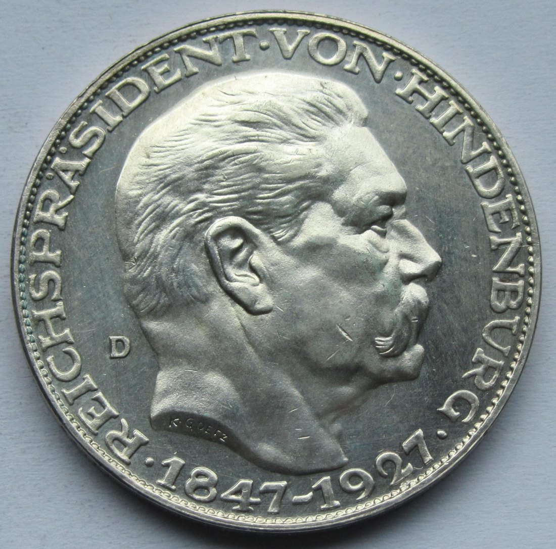  Silbermedaille auf den 80. Geburtstag Hindenburgs 1927   