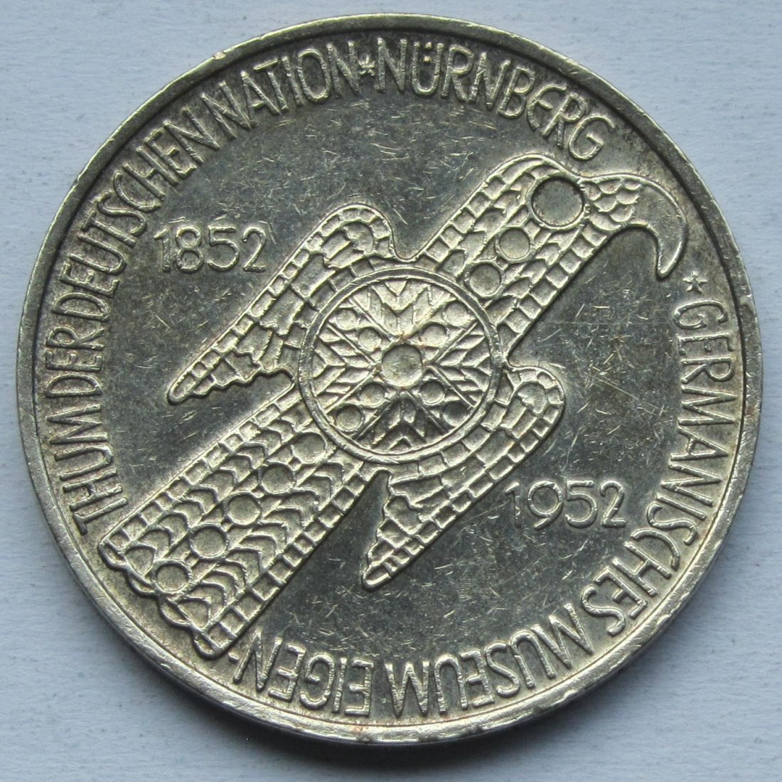  Deutschland: 5 DM Germanisches Museum 1952   