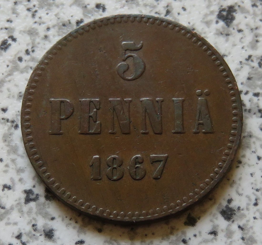  Finnland 5 Penniä 1867   
