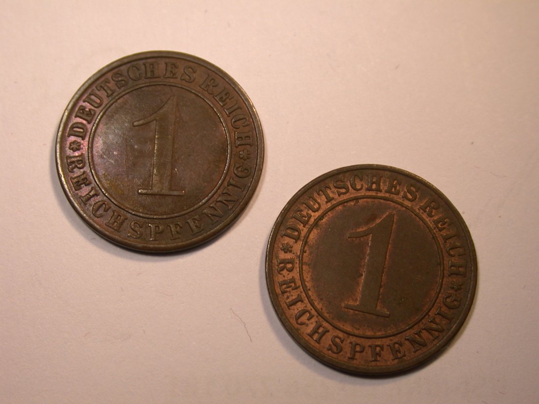  J25  Weimar  2 Reichspfennig 1936 A und D  2 Münzen in ss oder besser Originalbilder   