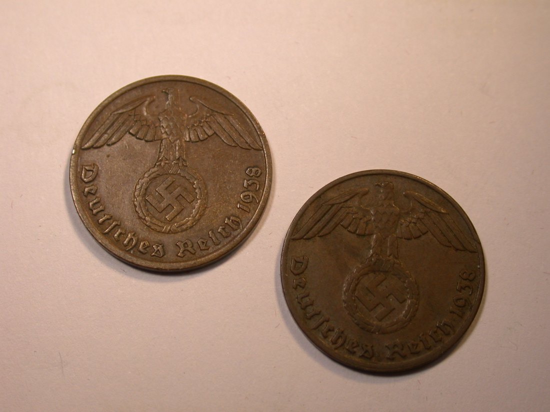  J25  3.Reich  1 Reichspfennig 1938 A und J  2 Münzen in ss oder besser Originalbilder   