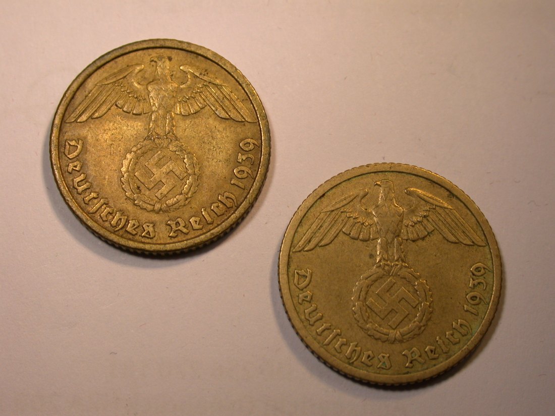  J25  3.Reich  10 Pfennig 1939 B und E  2 Münzen in ss oder besser  Originalbilder   