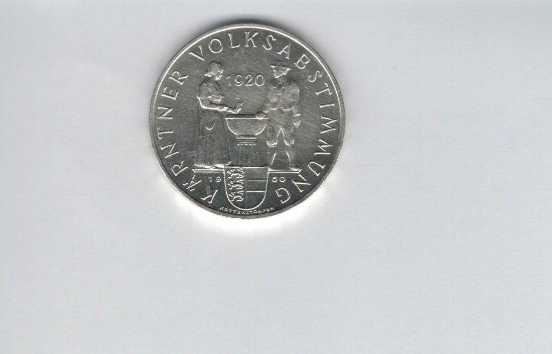  25 Schilling 1960 Kärntner Volksabstimmung 1920 Ag 10,4g fein Österreich Spittalgold9800 (04588/6)   
