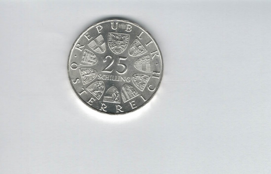  25 Schilling 1971 Wiener Börse 200 Jahre silber 10,4 g fein Österreich Spittalgold9800 (04588/17)   