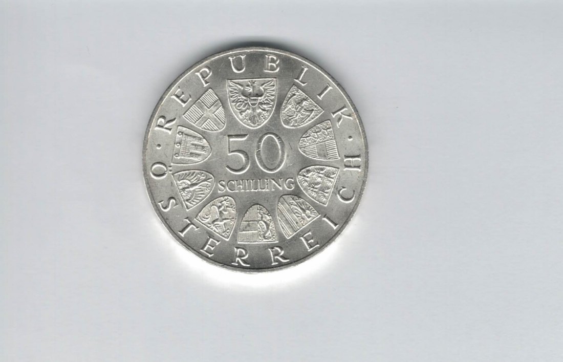  50 Schilling 1965 Universität Wien 600 J.Rudolf Stifter 18g fein Österreich Spittalgold9800 (4584/4)   