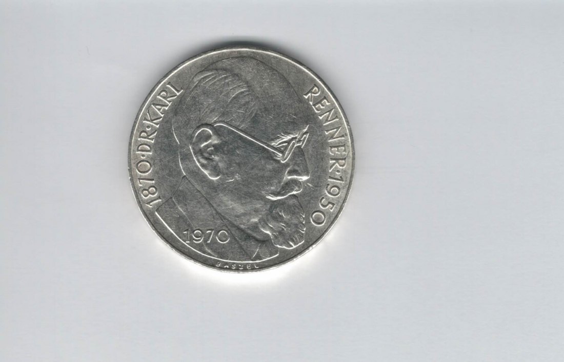  50 Schilling 1970 Karl Renner 2. Republik Ag 18g fein Österreich Spittalgold9800 (04584/10)   