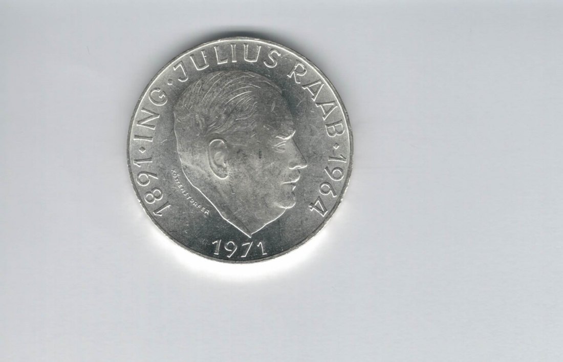  50 Schilling 1971 Julius Raab 2. Republik Ag 18g fein Österreich Spittalgold9800 (4584/11)   