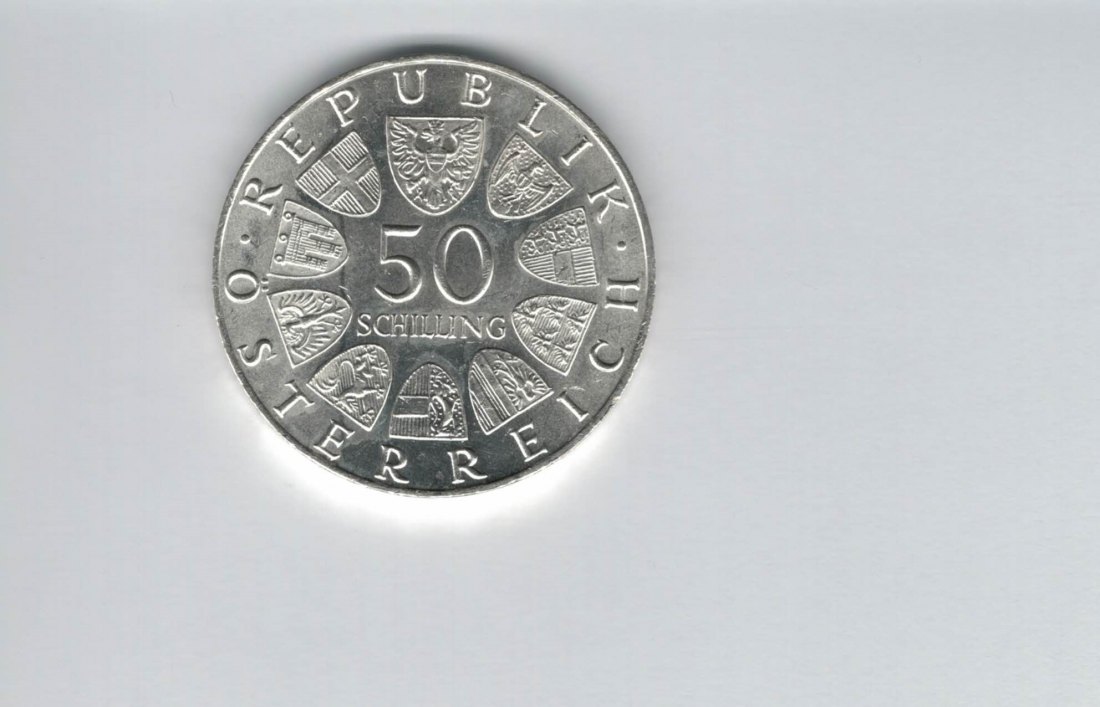 50 Schilling 1971 Julius Raab 2. Republik Ag 18g fein Österreich Spittalgold9800 (4584/11)   