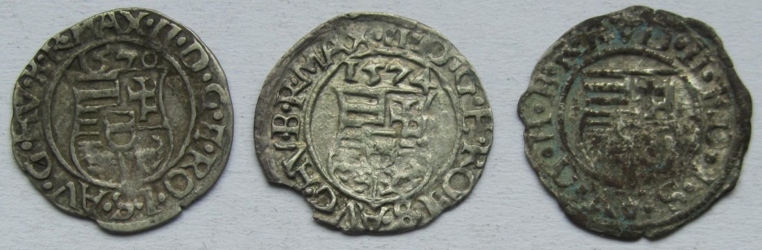  Ungarn: 3 x 1 Denar (1570 + 1574 + 1579)   