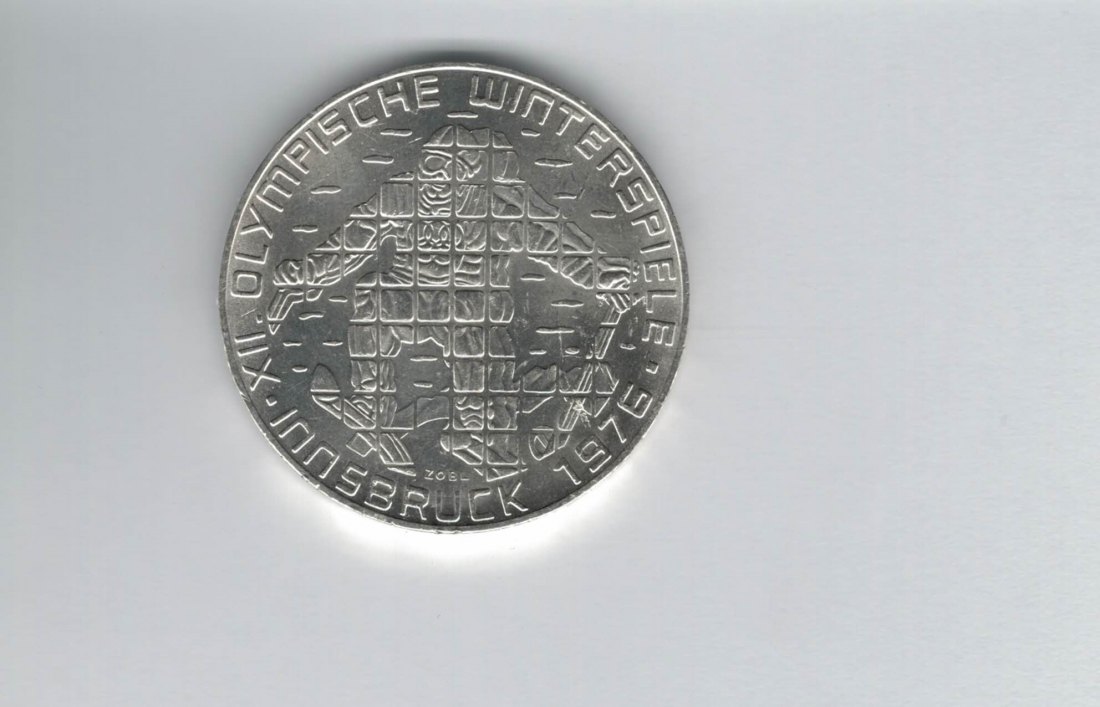  100 Schilling 1976 Winterolympiade Innsbruck Abfahrtsläufer Wien Ag 15,36g fein Österreich (01914/7)   