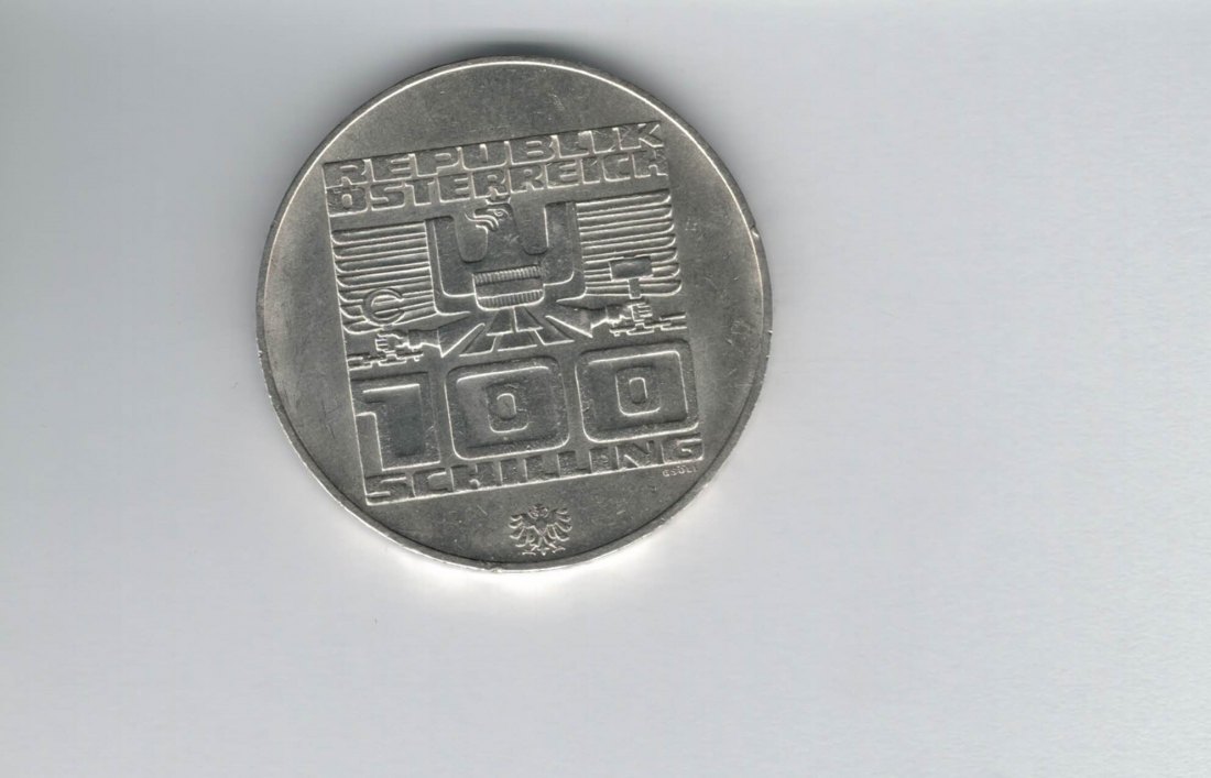  100 Schilling 1976 Berg Isel Schanze Innsbruck Hall Winterspiele Ag 15,36g fein Österreich (01914/10   