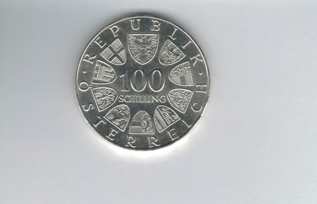  100 Schilling 1977 Stift Kremsmünster 1200 Jahre Tassilokelch Ag Österreich 2.Rep (01914/14)   
