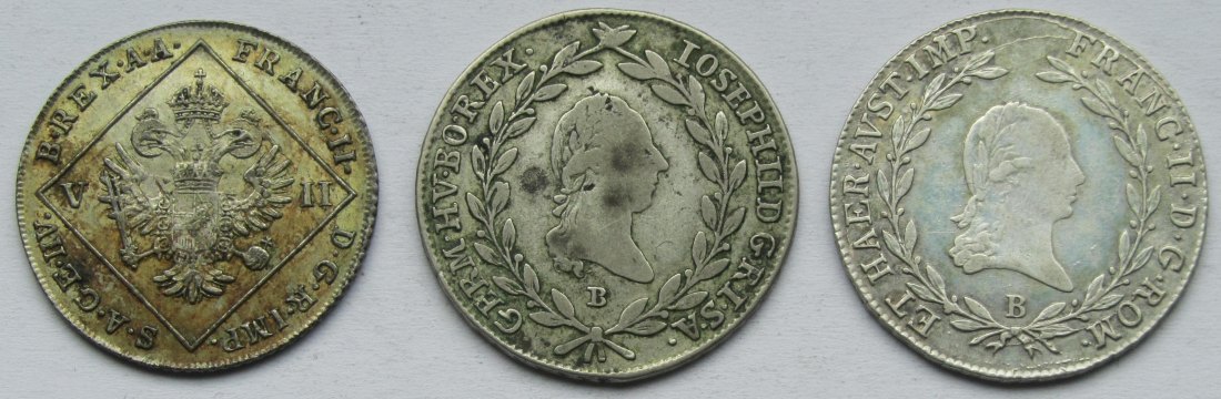  Österreich: 7 Kreuzer 1802 und 20 Kreuzer 1785 + 1806   
