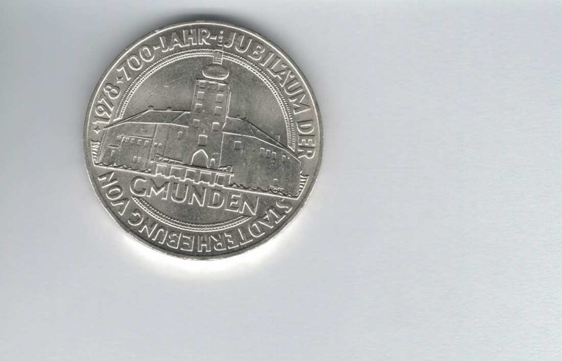  100 Schilling 1978 Stadt Gmunden Oberösterreich Ag 15,36g fein Österreich Spittalgold9800 (1914/17)   