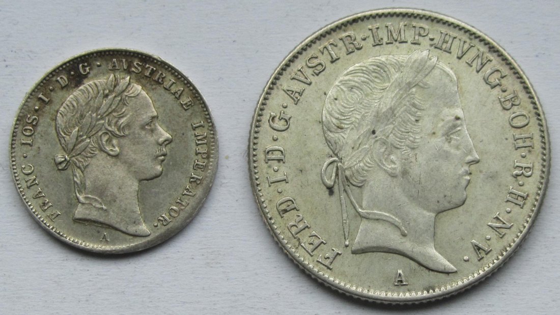  Österreich: 10 Kreuzer 1853 + 20 Kreuzer 1848   