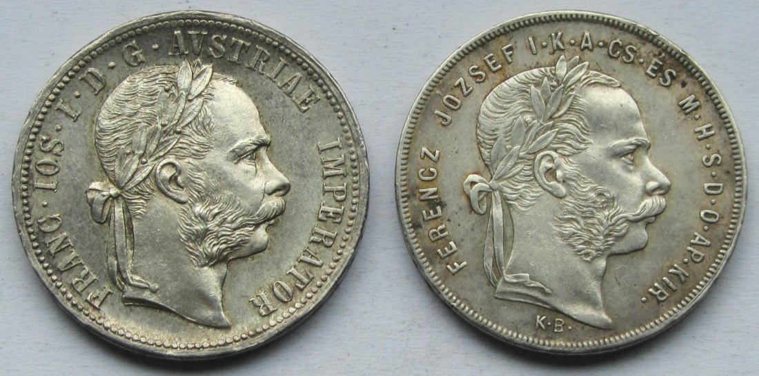  Österreich/Ungarn: 1 Florin 1877 + 1 Forint 1879   