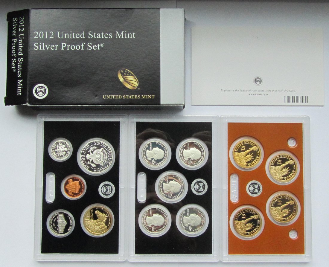  USA Vereinigte Staaten: Silver Proof Set 2012, enthält 41,6 g Feinsilber   