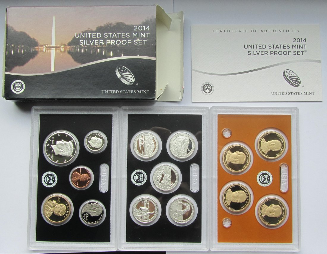  USA Vereinigte Staaten: Silver Proof Set 2014, enthält 41,6 g Feinsilber   