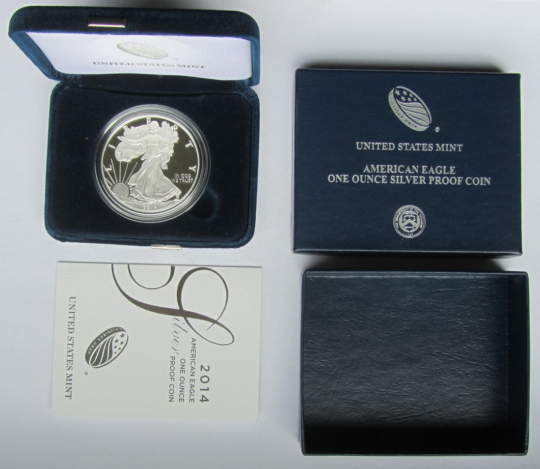  USA Vereinigte Staaten: Silberunze American Eagle 2014 in PP/Proof   