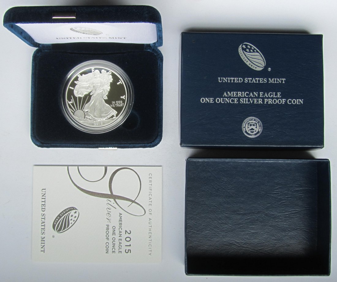  USA Vereinigte Staaten: Silberunze American Eagle 2015 in PP/Proof   