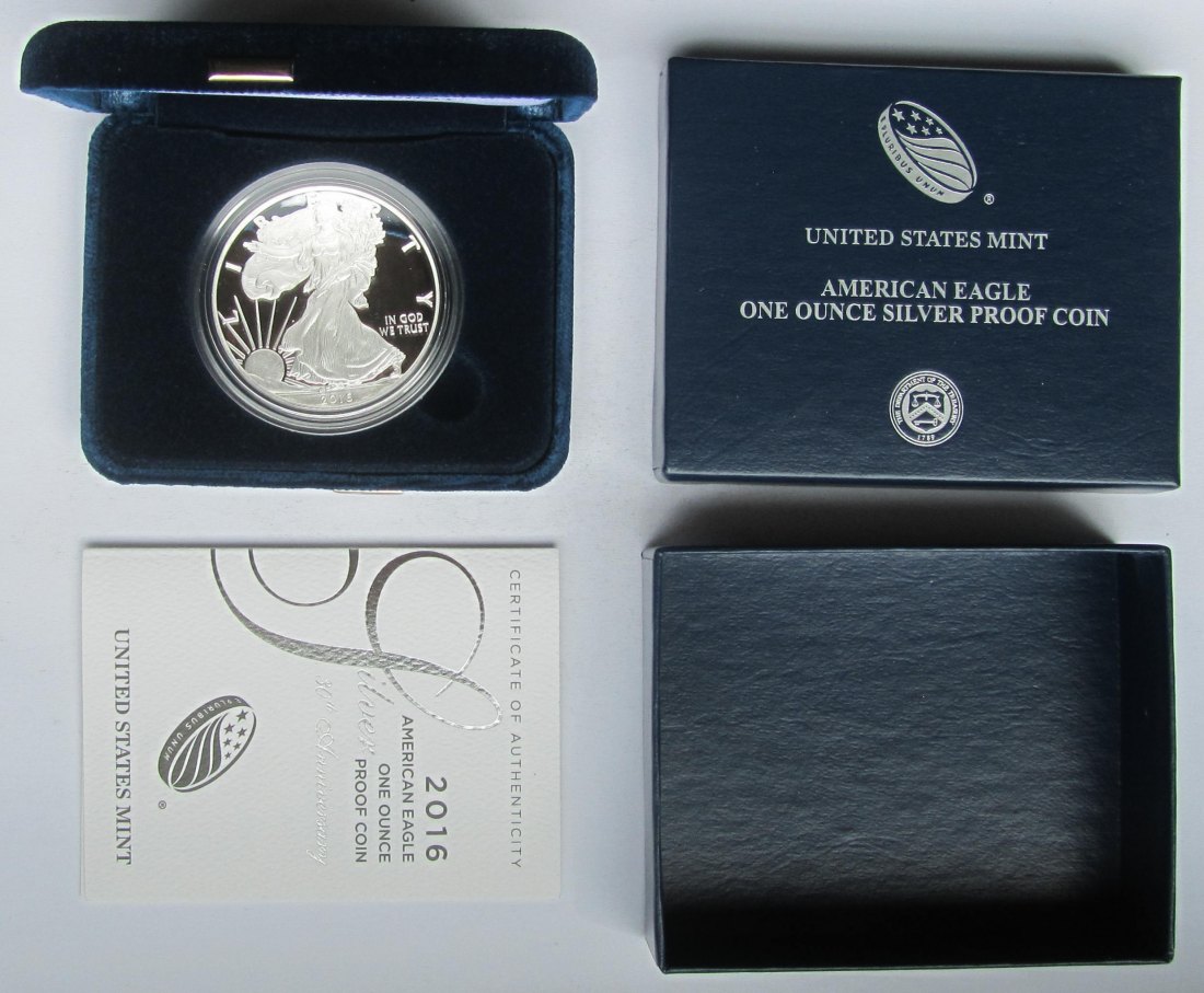  USA Vereinigte Staaten: Silberunze American Eagle 2016 in PP/Proof   