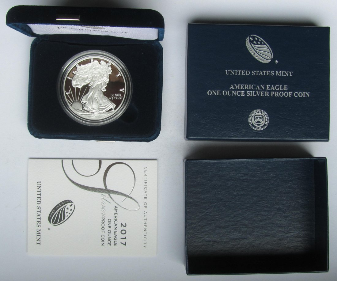  USA Vereinigte Staaten: Silberunze American Eagle 2017 in PP/Proof   