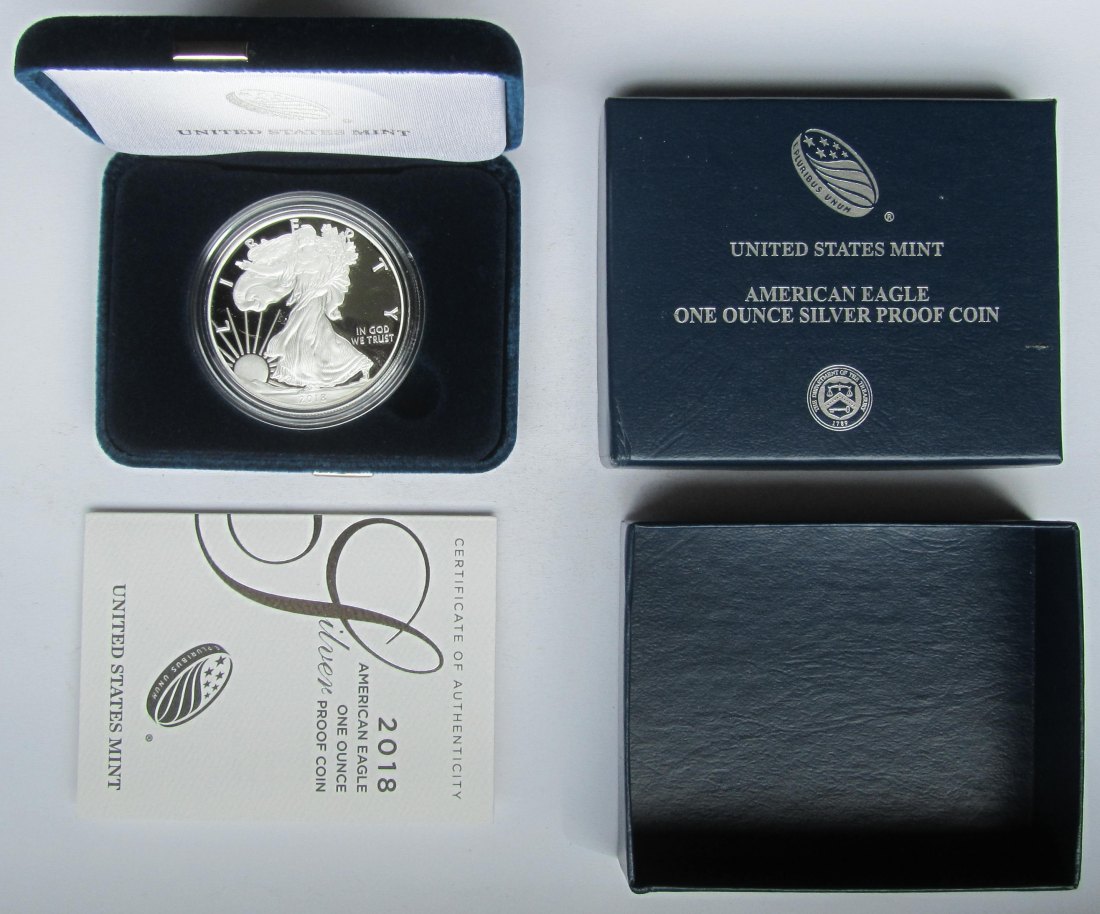  USA Vereinigte Staaten: Silberunze American Eagle 2018 in PP/Proof   