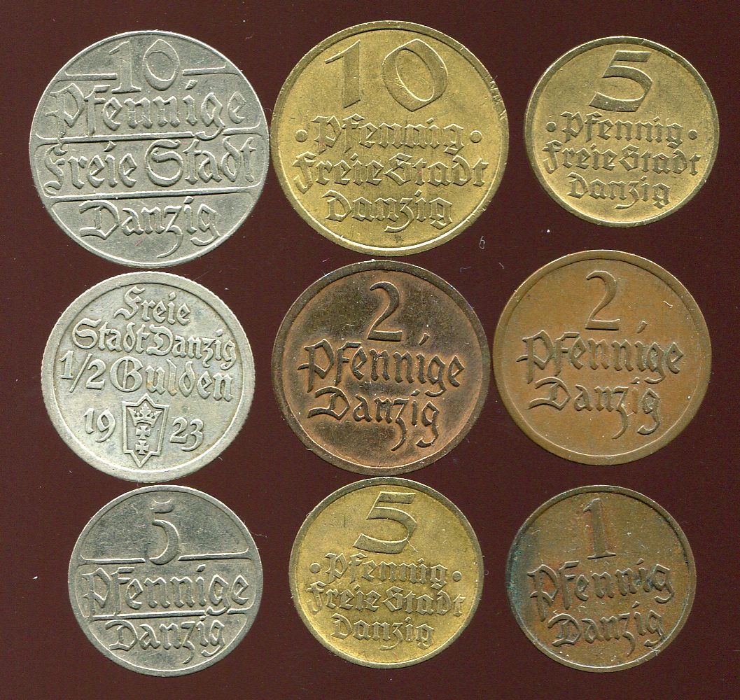 9 Münzen von Danzig