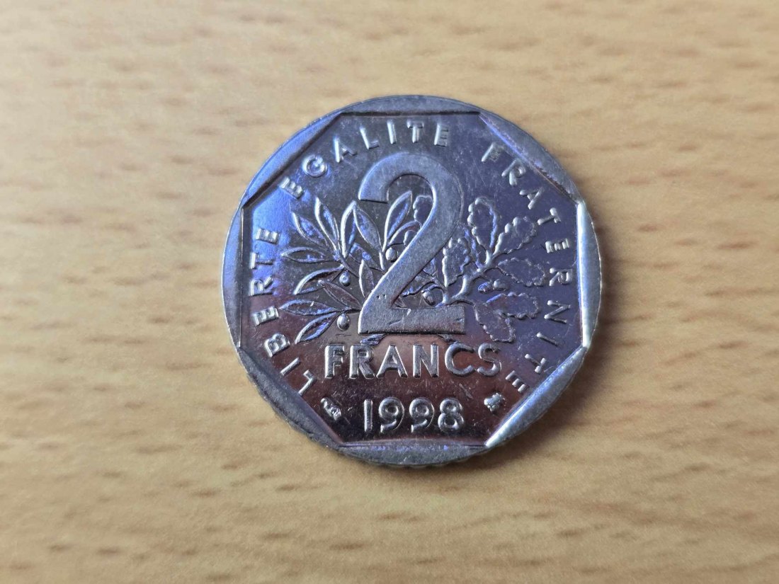  Frankreich 2 Franc 1998 STG   