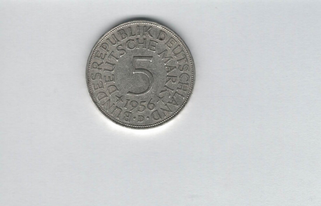  5 Mark 1956 D silber 7g fein BRD Deutschland Spittalgold9800 (4601   