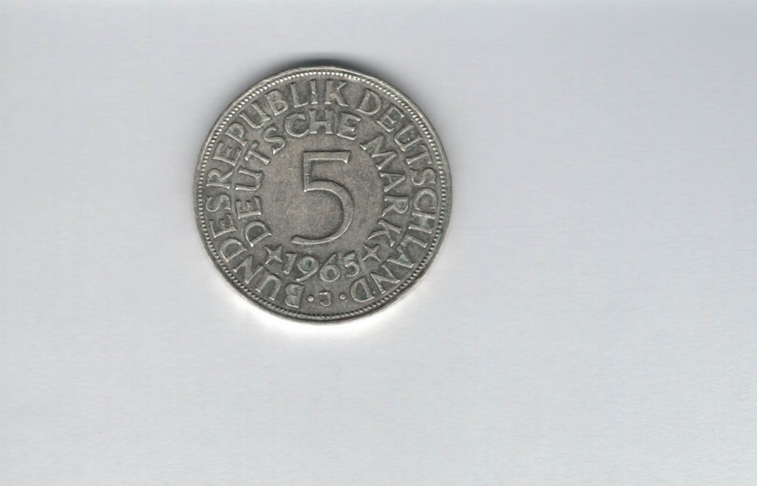  5 Mark 1965 J silber 7g fein BRD Deutschland Spittalgold9800 (4601   