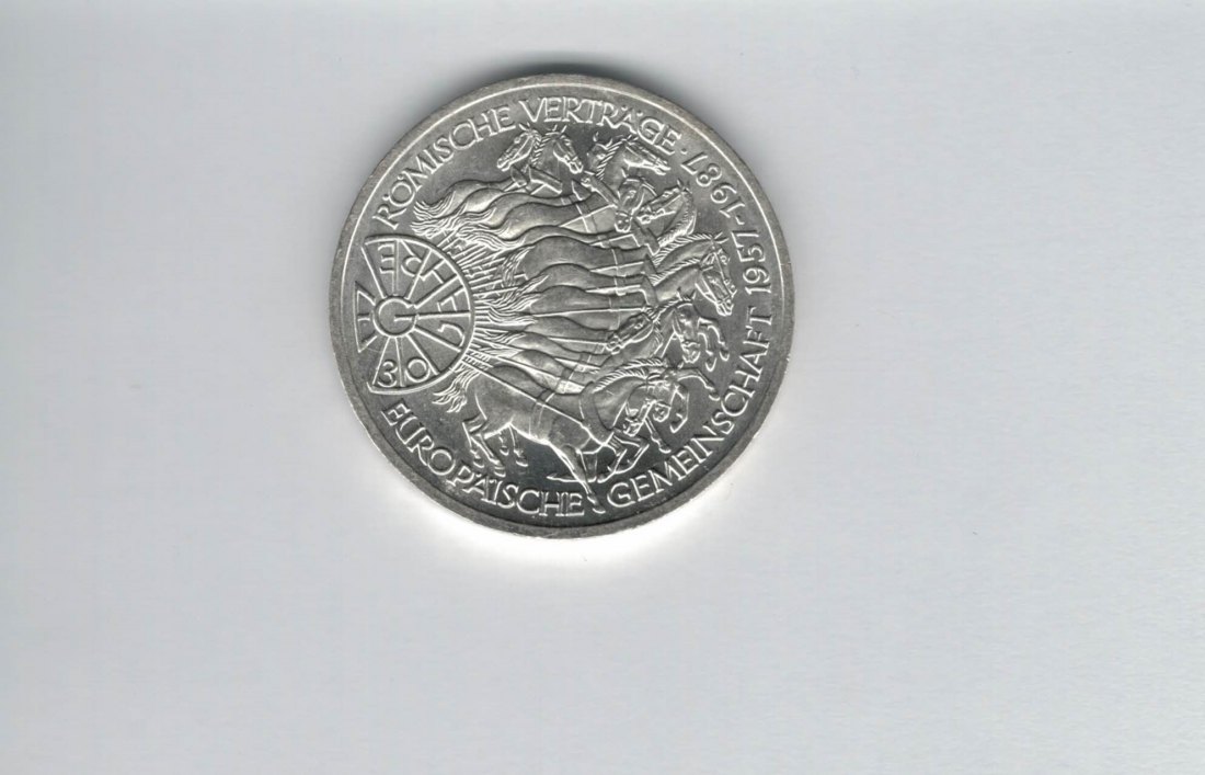  10 Mark 1987 G 30 Jahre EG 9,68g fein silber BRD Deutschland Spittalgold9800 (04603   