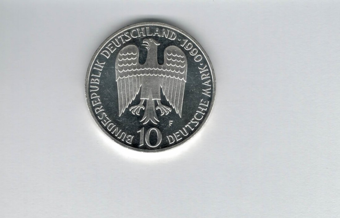  10 Mark 1990 F Barbarossa 9,68g fein silber BRD Deutschland Spittalgold9800 (04603   