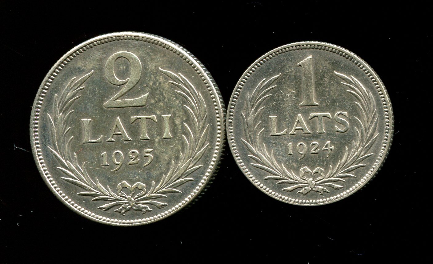 Lettland 2 Silbermünzen von 1924/25
