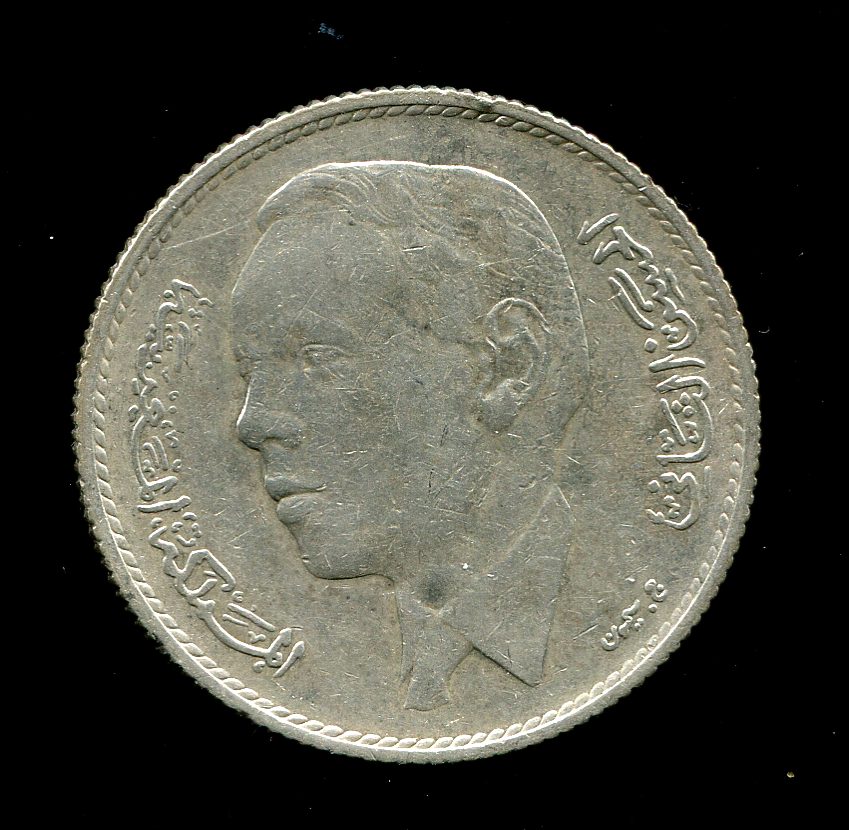 Marokko 5 Dirhams Silbermünze von 1965