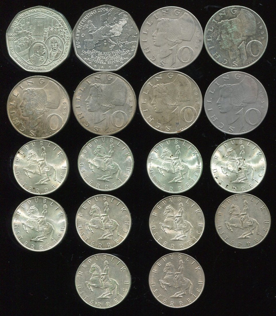  Österreich 18 Silbermünzen z.T. in St.   