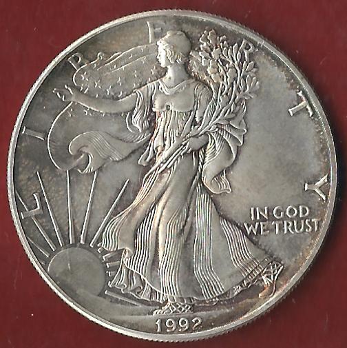  USA 1 D.Silver Eagle 1992 1 OZ Feinsilber Münzankauf Koblenz Frank Maurer AK 220   